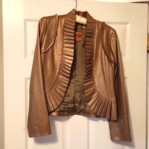 TORY BURCH RUFFLE LEATHER JACKET